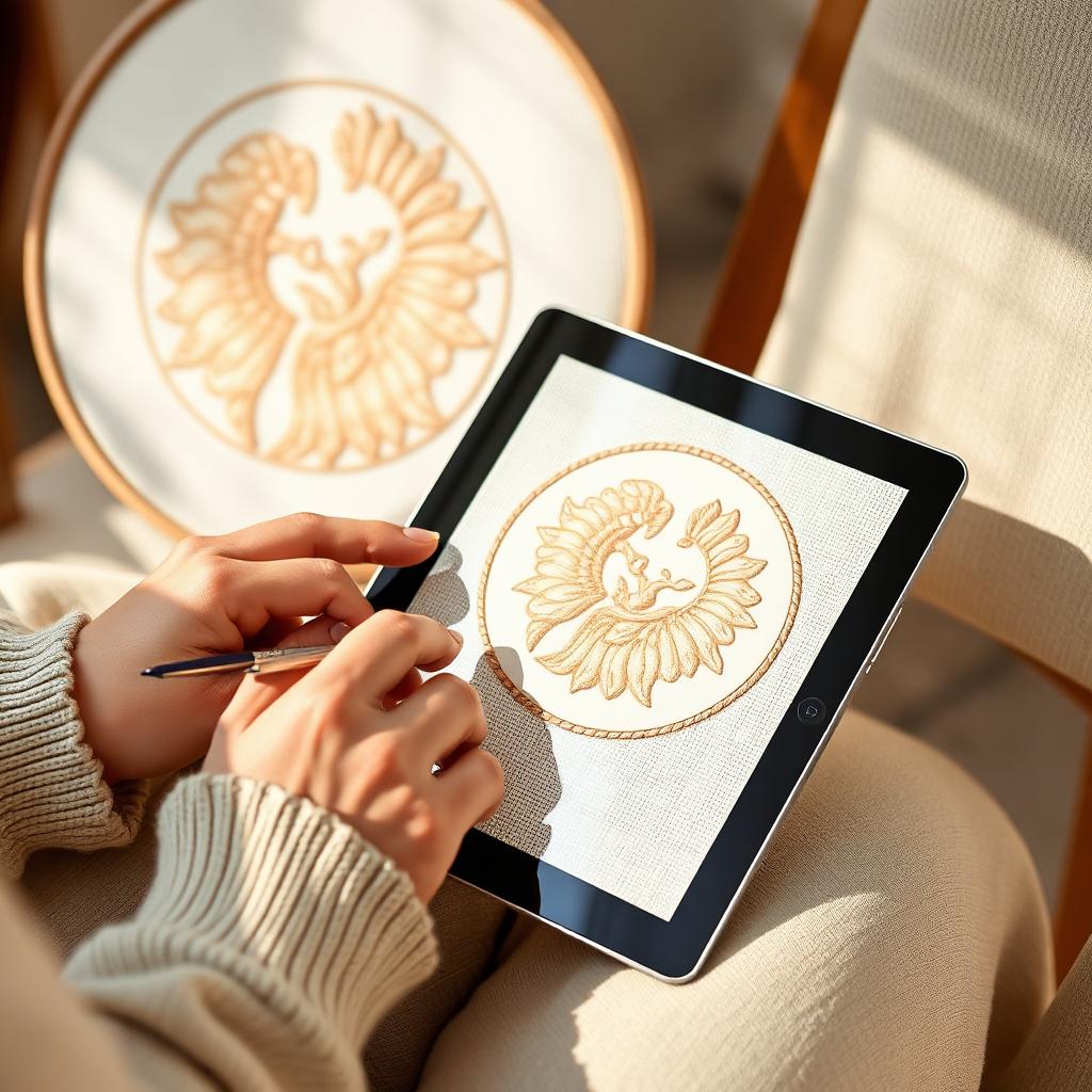Customizing a needlepoint design on a tablet